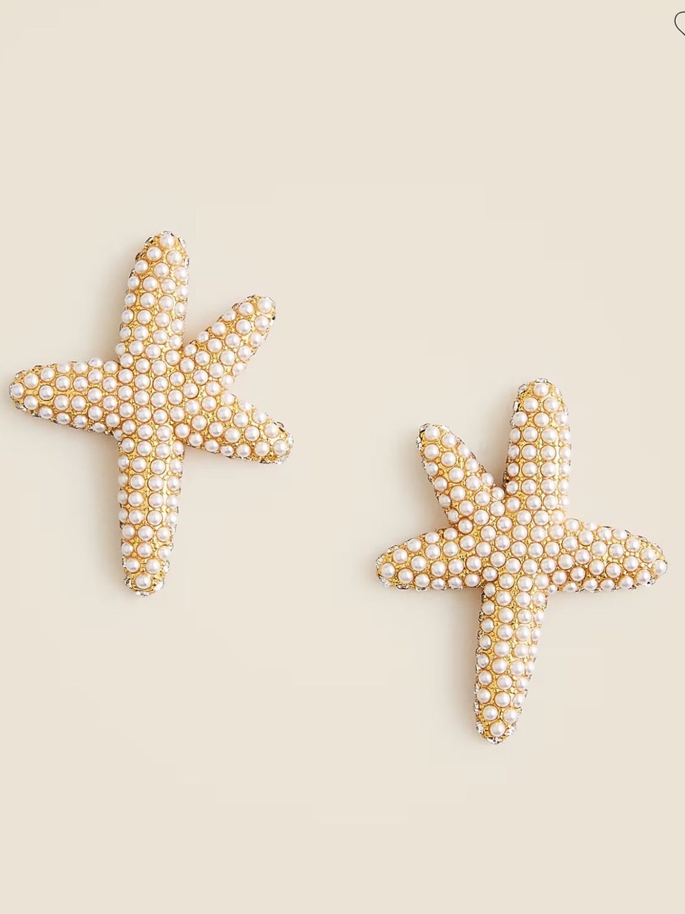 NWT J. Crew Gold Starfish Stud Earrings with Pave’ Crystals